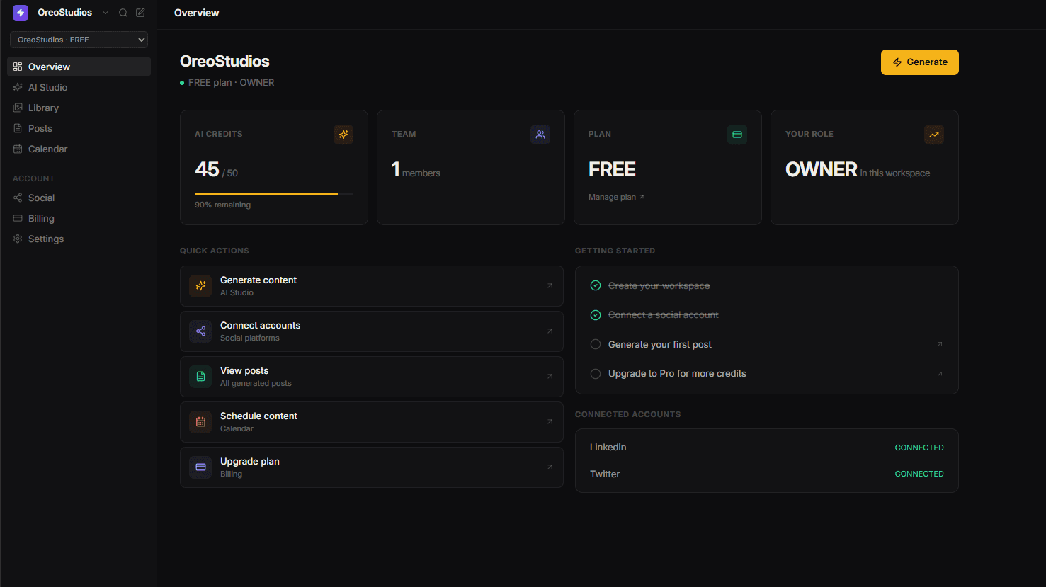 Zyntral AI dashboard